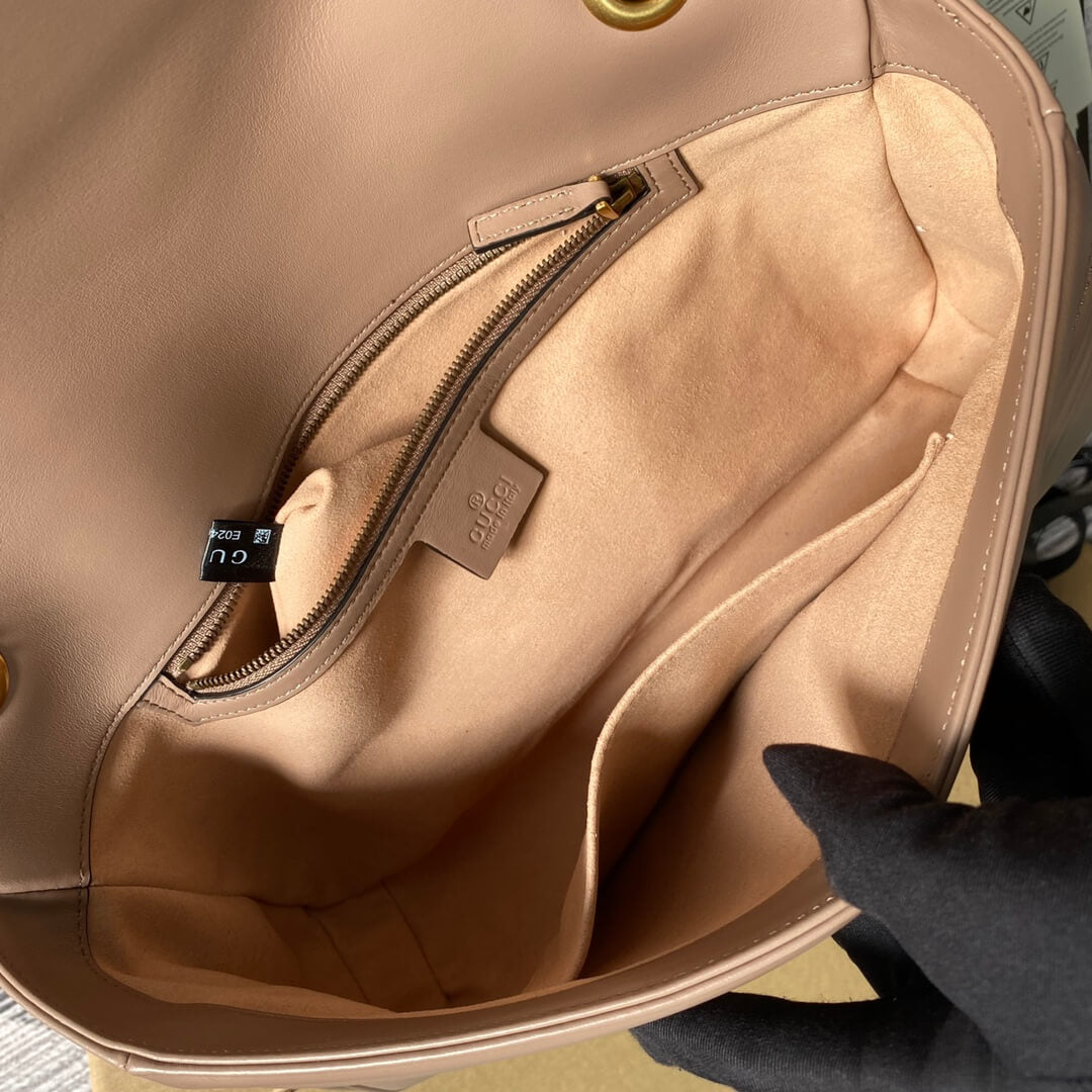 ?443496 VBS Marmont medium matelassé shoulder bag Nude pink leather gold hardware