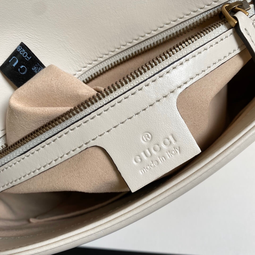 ?443496 VBS Marmont medium matelassé shoulder bag white leather gold hardware