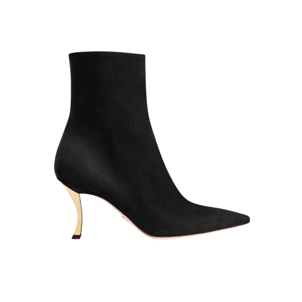 VBS WOMEN D FAME HEELED ANKLE BOOT SUEDE CALFSKIN BLACK
