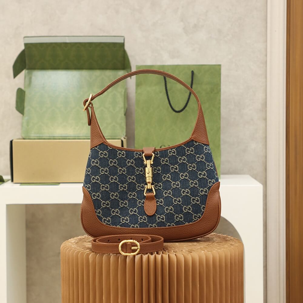 VBS 637092 subaxillary bag Leather brown blue canvas