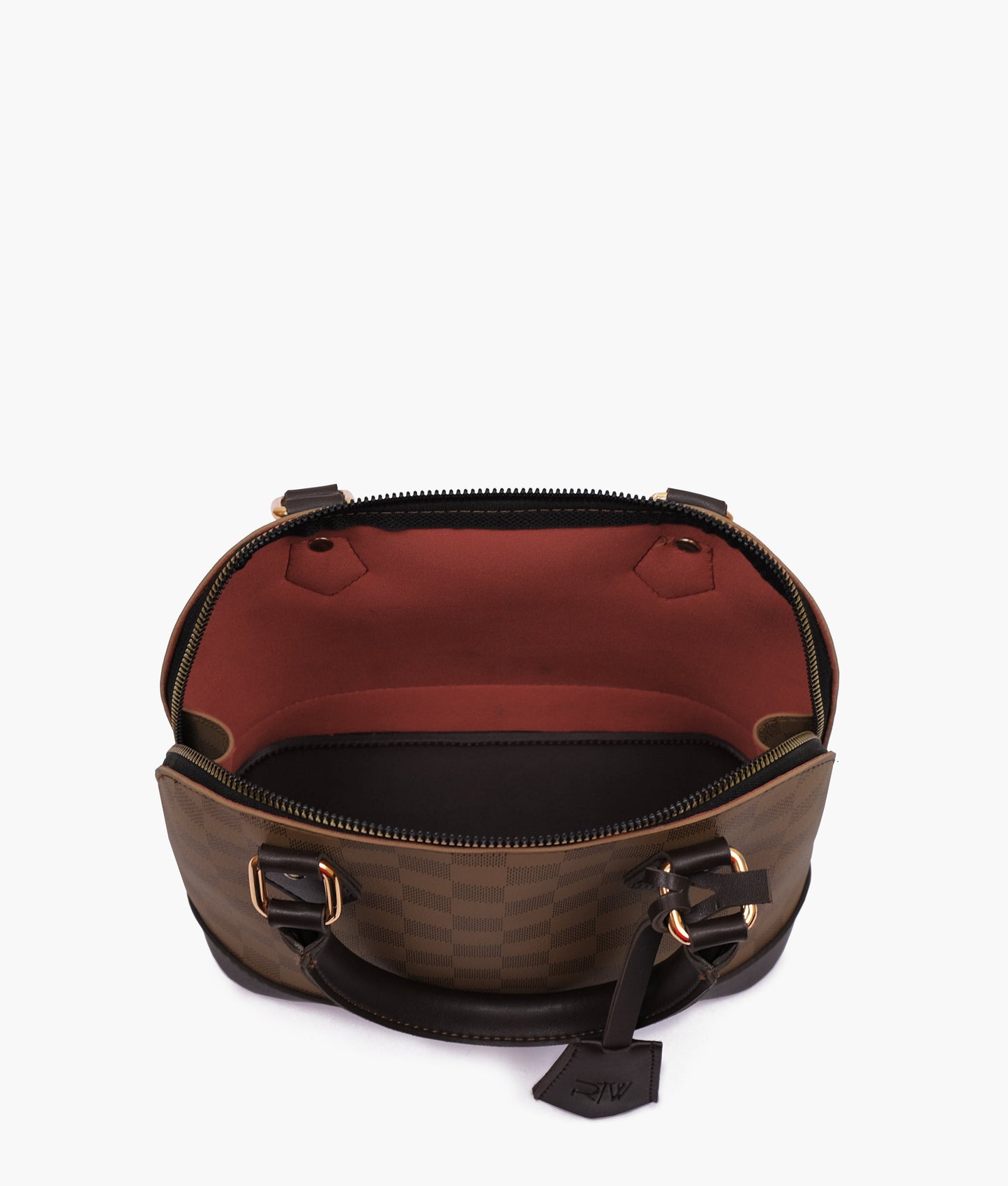 Brown dome satchel handbag