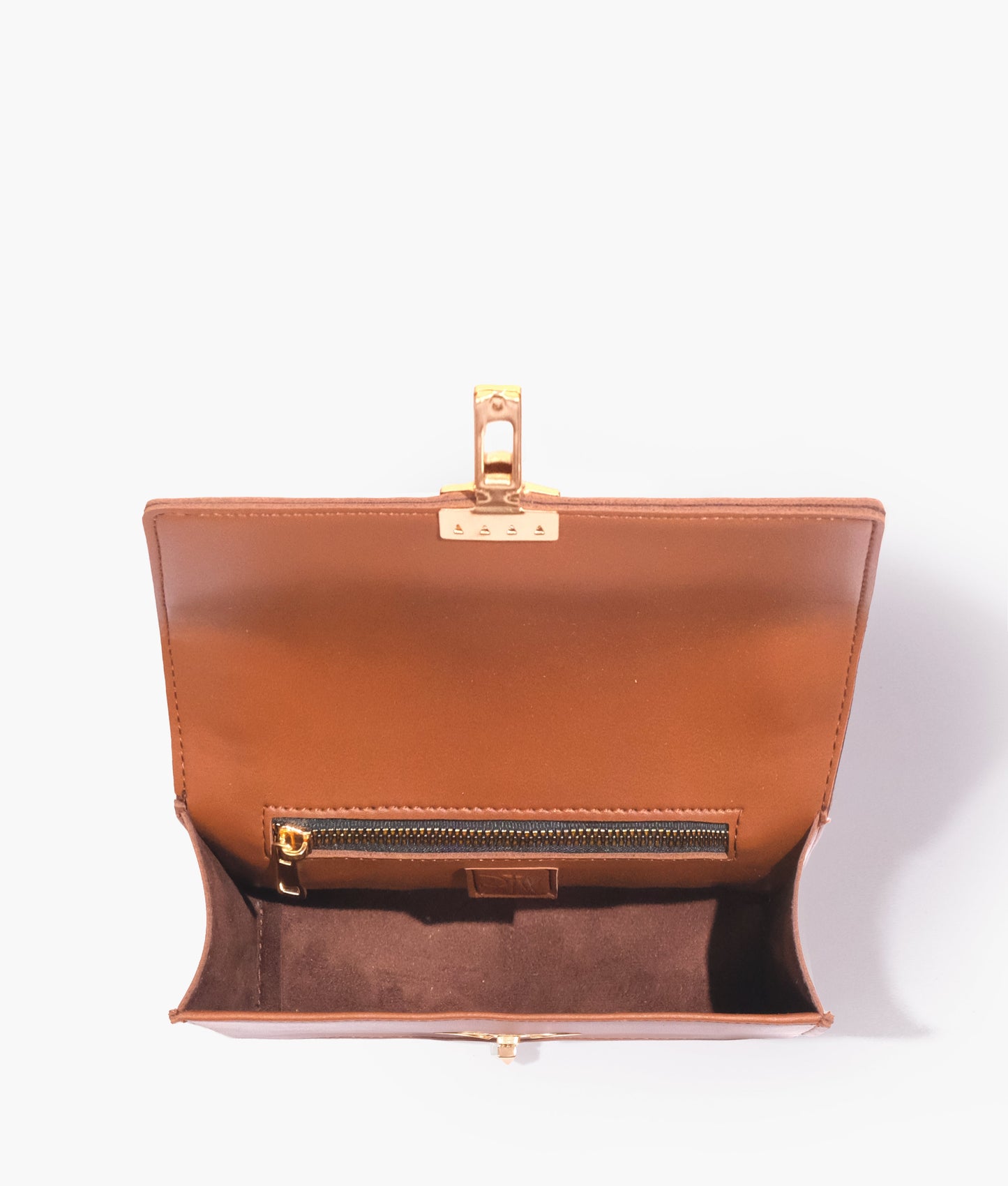 Tan east-west shoulder bag with half chain