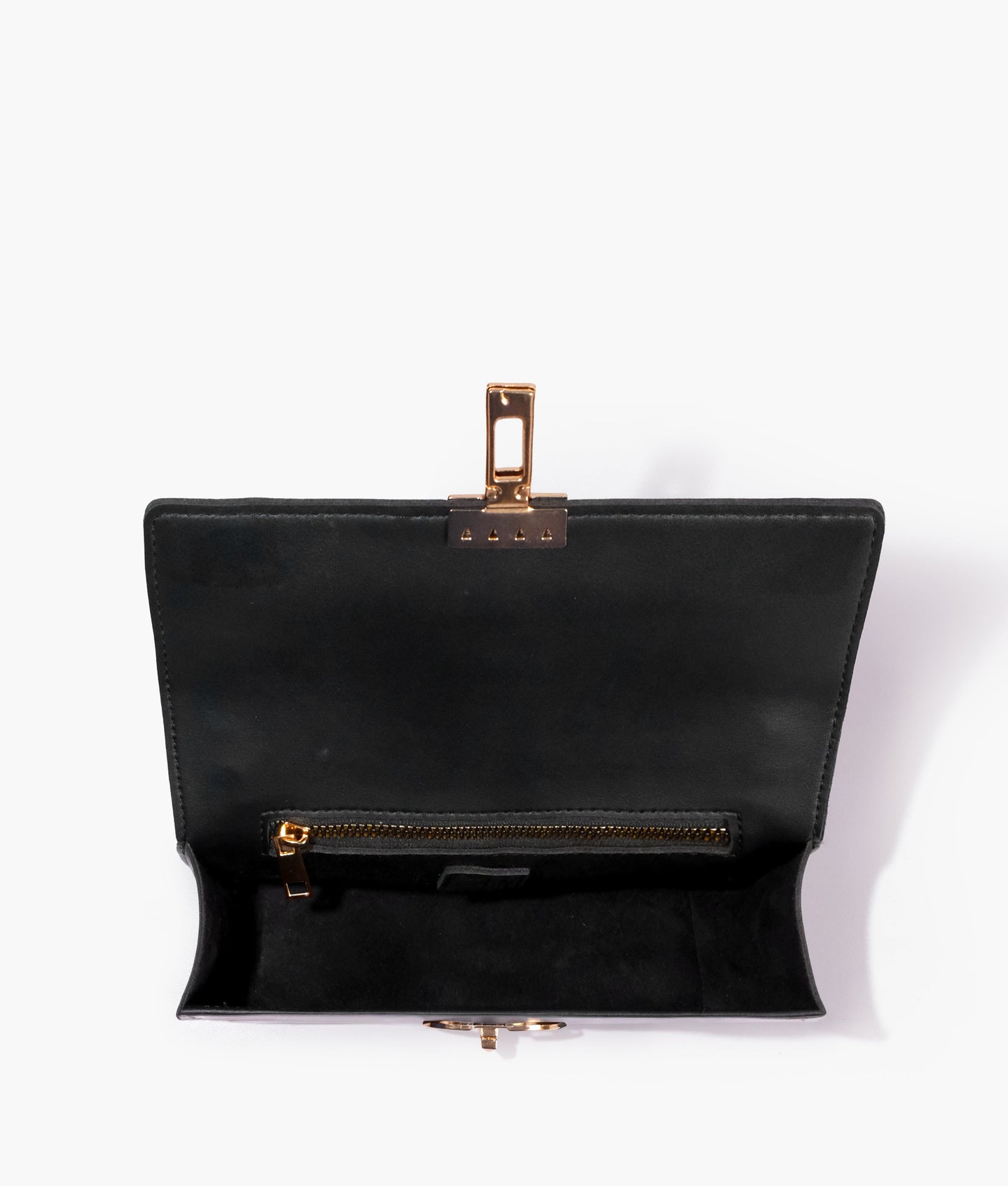 Black east-west shoulder bag with half chain