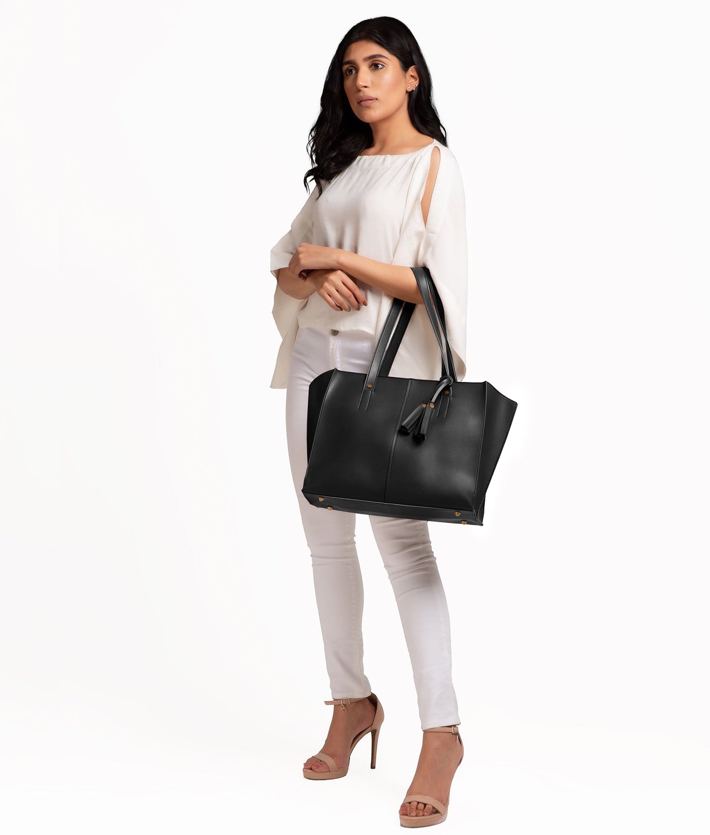 Black over the shoulder tote bag