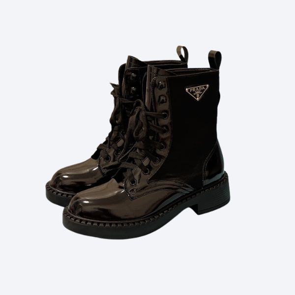 VBS BRUSHED-LEATHER AND RE-NYLON BOOTS SHINY BLACK
