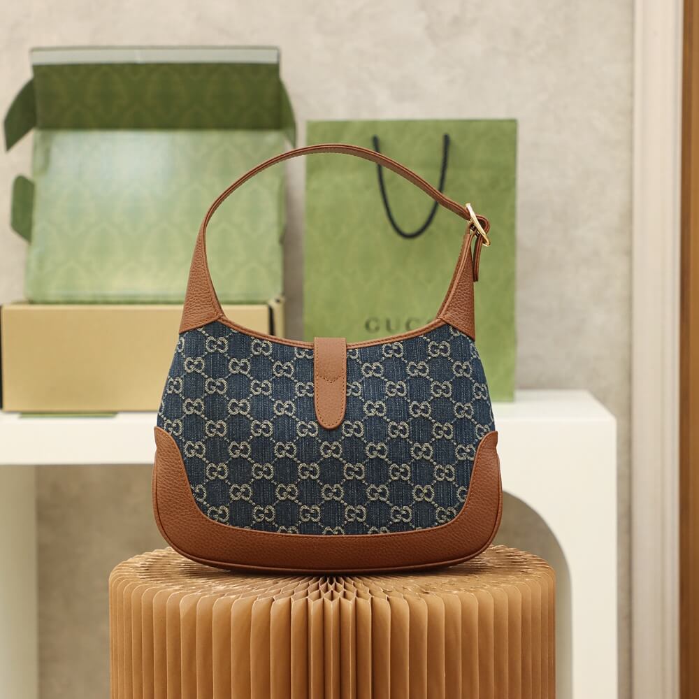 VBS 637092 subaxillary bag Leather brown blue canvas
