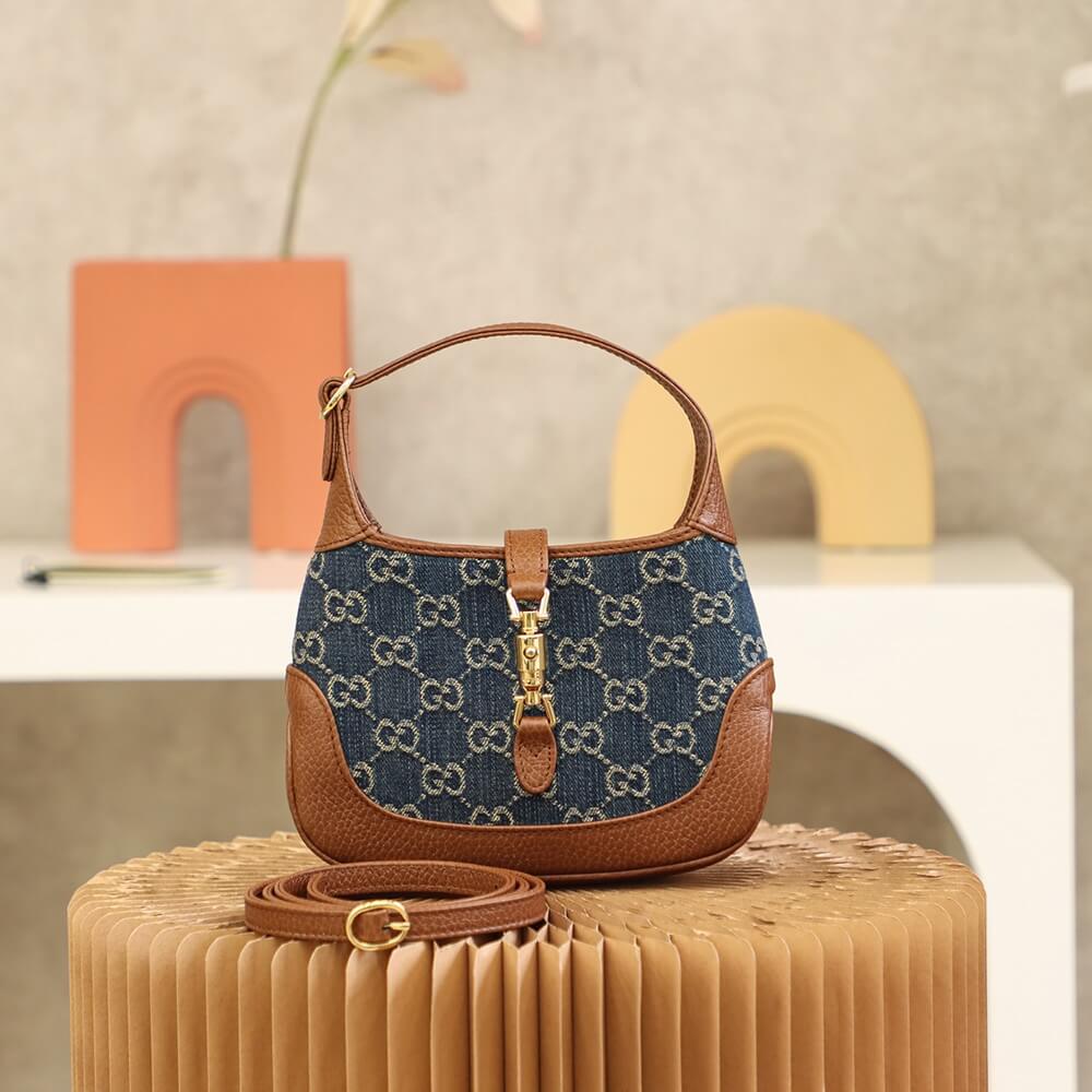 VBS 637092 subaxillary bag Leather brown blue canvas