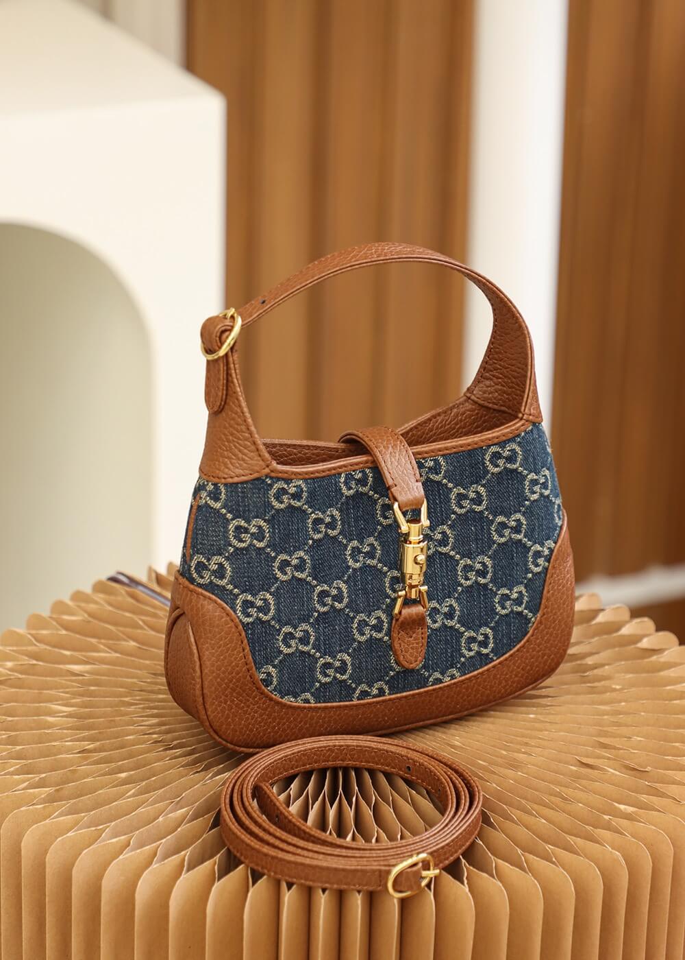 VBS 637092 subaxillary bag Leather brown blue canvas