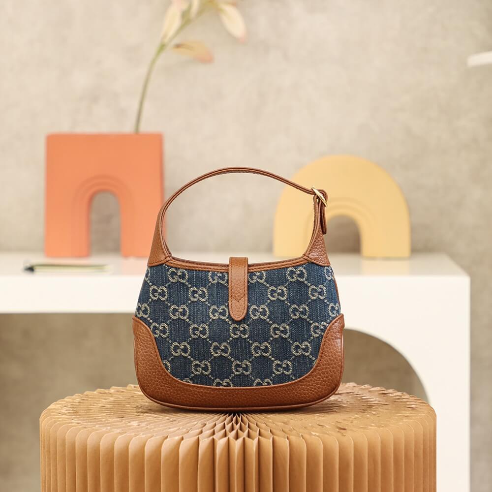 VBS 637092 subaxillary bag Leather brown blue canvas