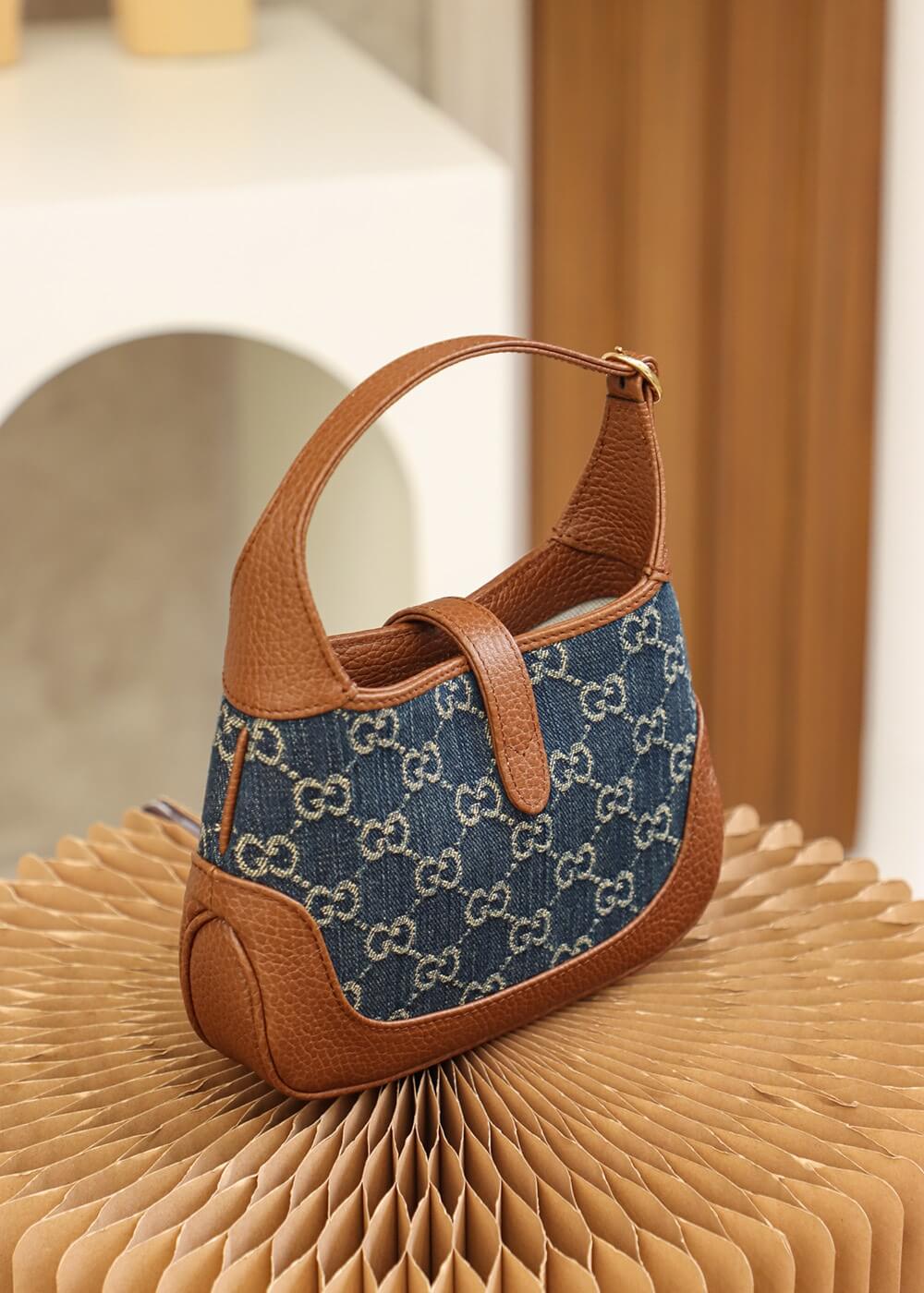 VBS 637092 subaxillary bag Leather brown blue canvas