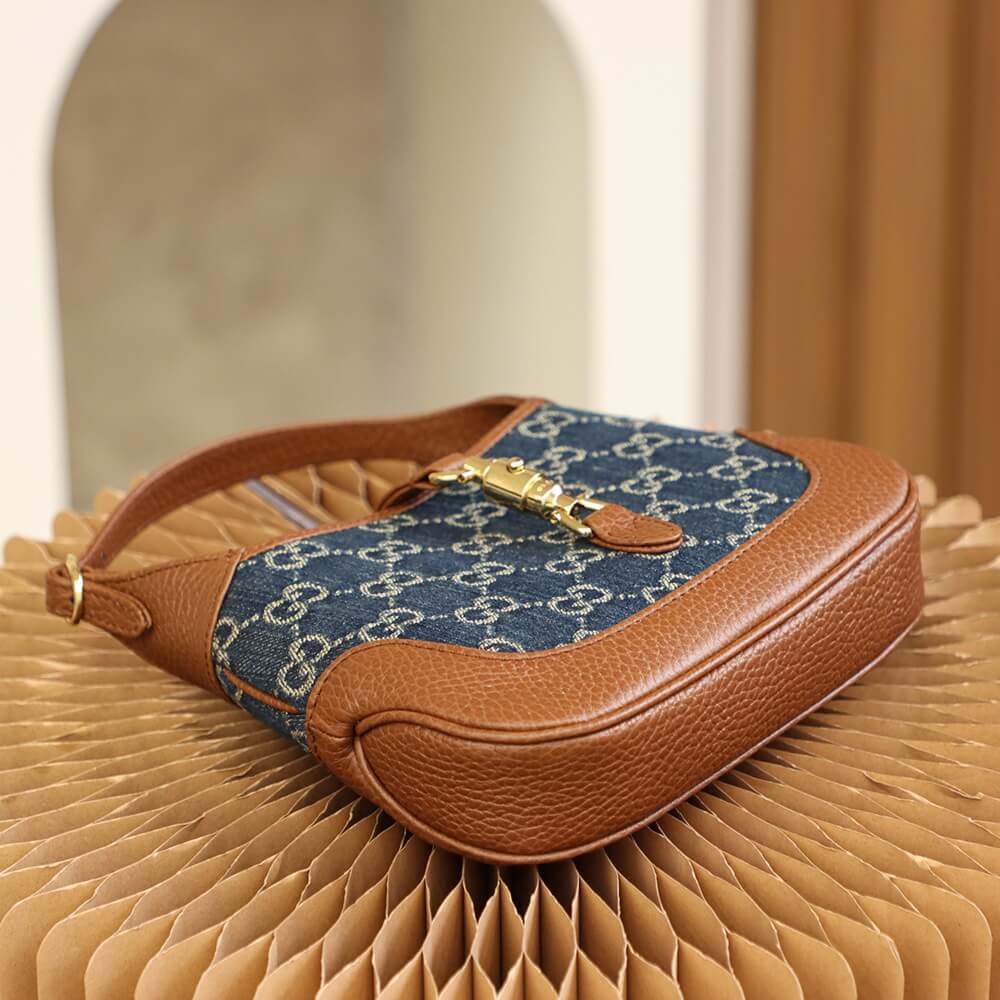 VBS 637092 subaxillary bag Leather brown blue canvas