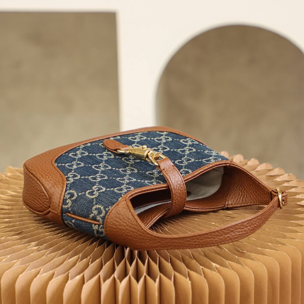 VBS 637092 subaxillary bag Leather brown blue canvas
