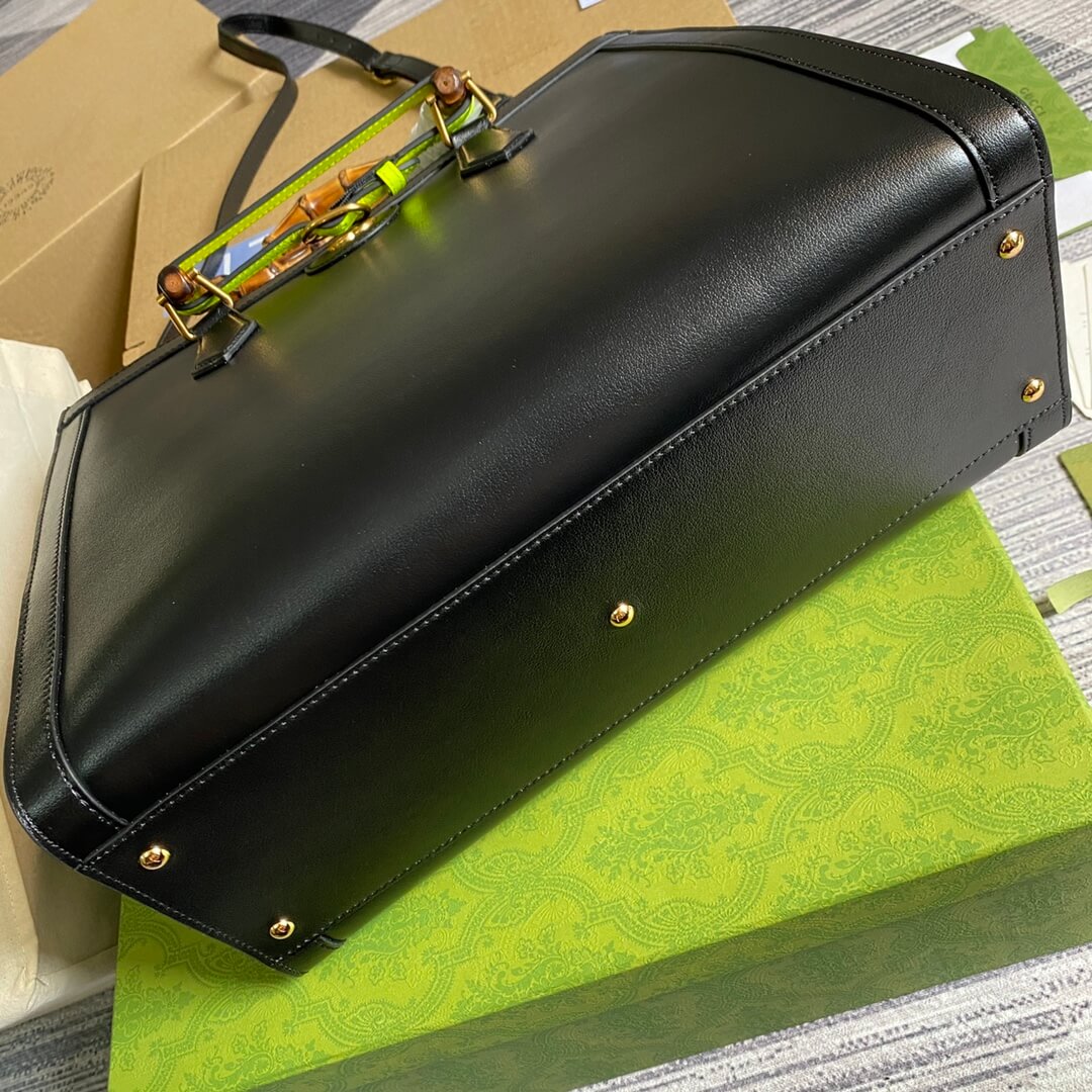 VBS655658 DIANA Bamboo joint tote handbag cowhide black 35cm
