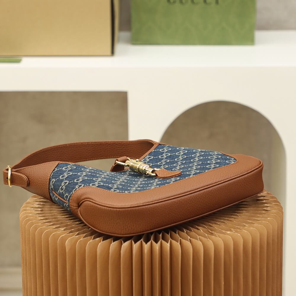 VBS 637092 subaxillary bag Leather brown blue canvas