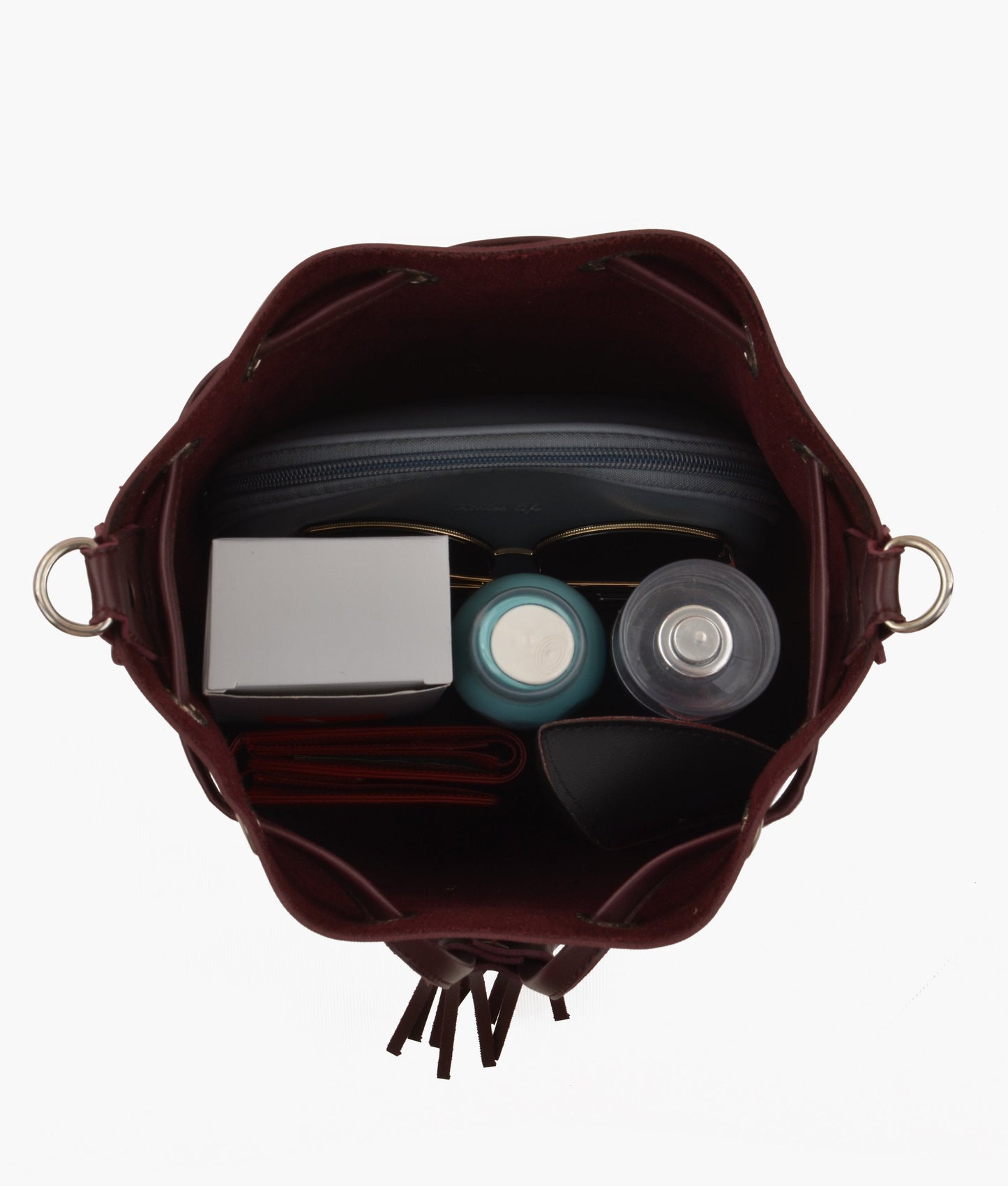 Burgundy bucket bag