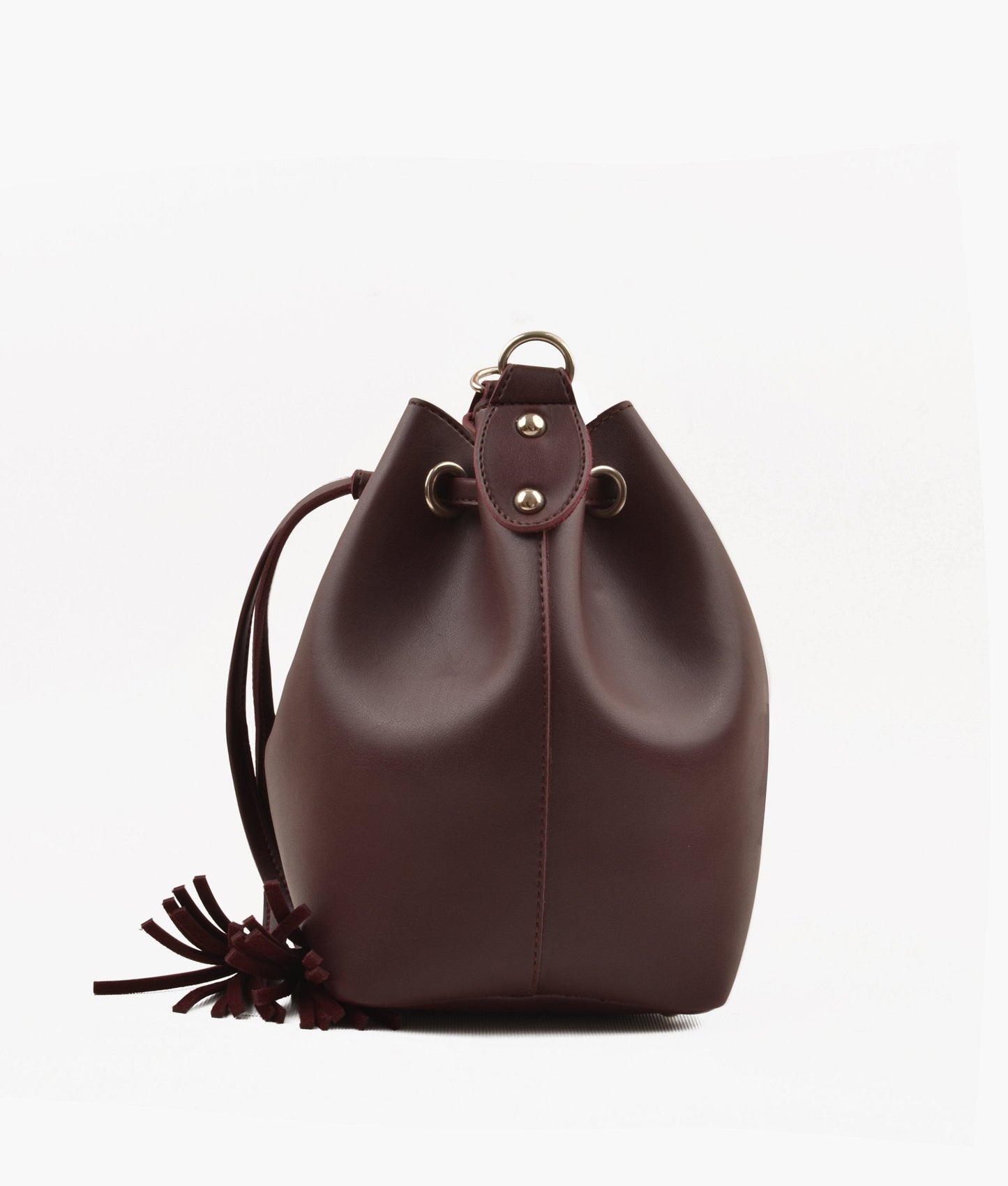 Burgundy bucket bag