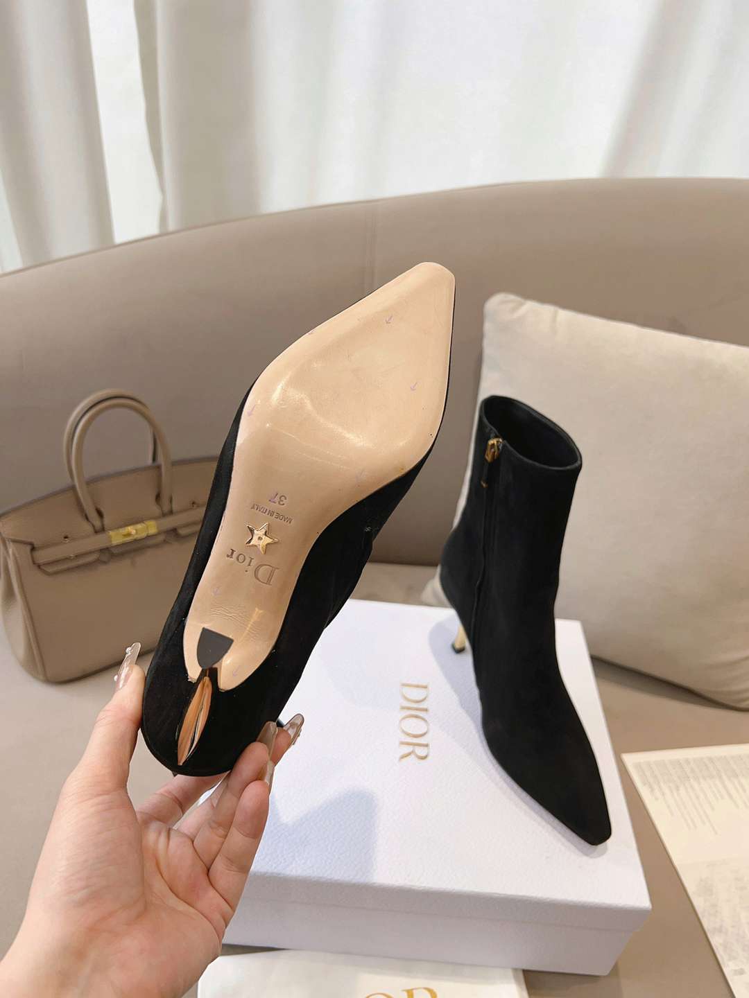 VBS WOMEN D FAME HEELED ANKLE BOOT SUEDE CALFSKIN BLACK