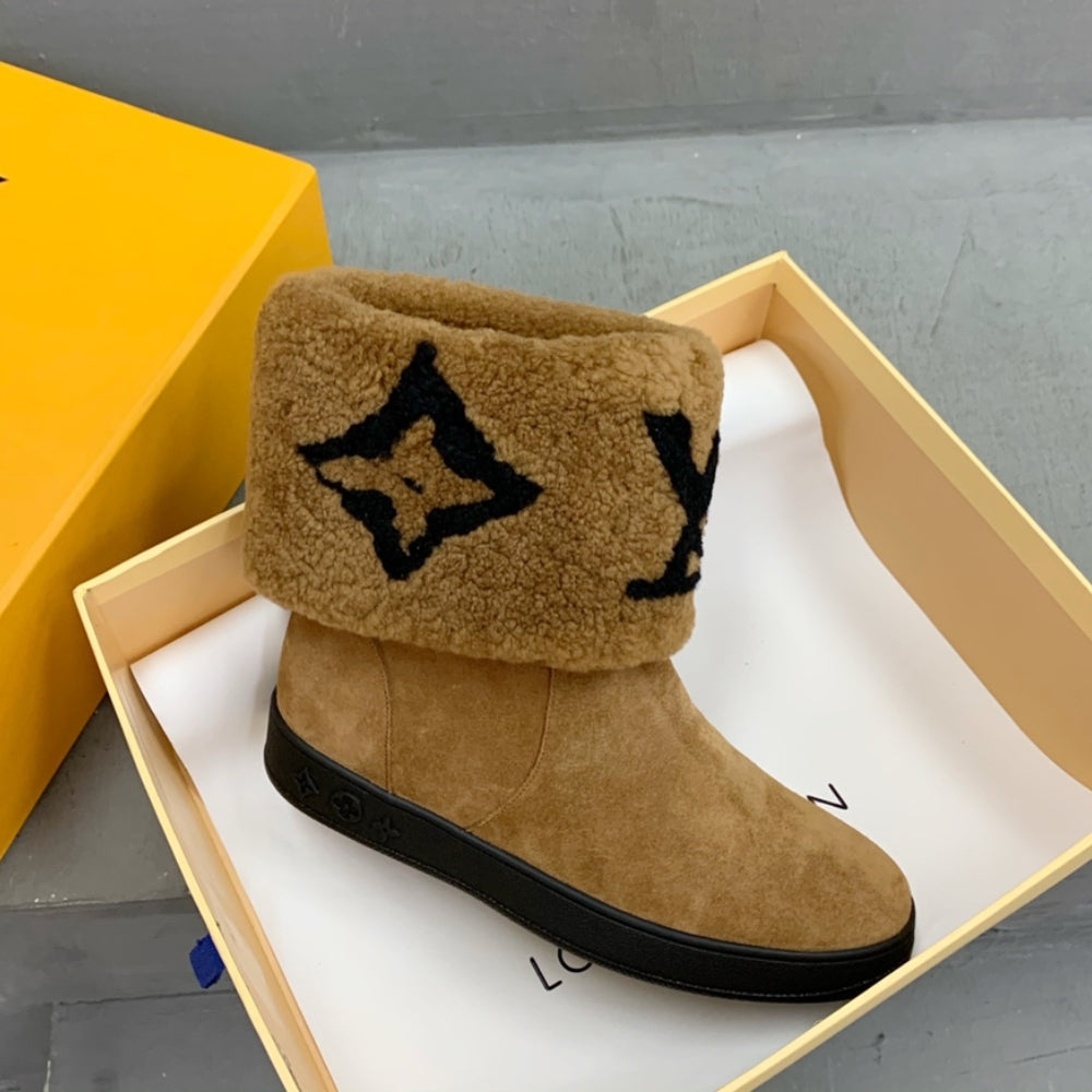 nmb SNOWDROP FLAT ANKLE BOOT BROWN