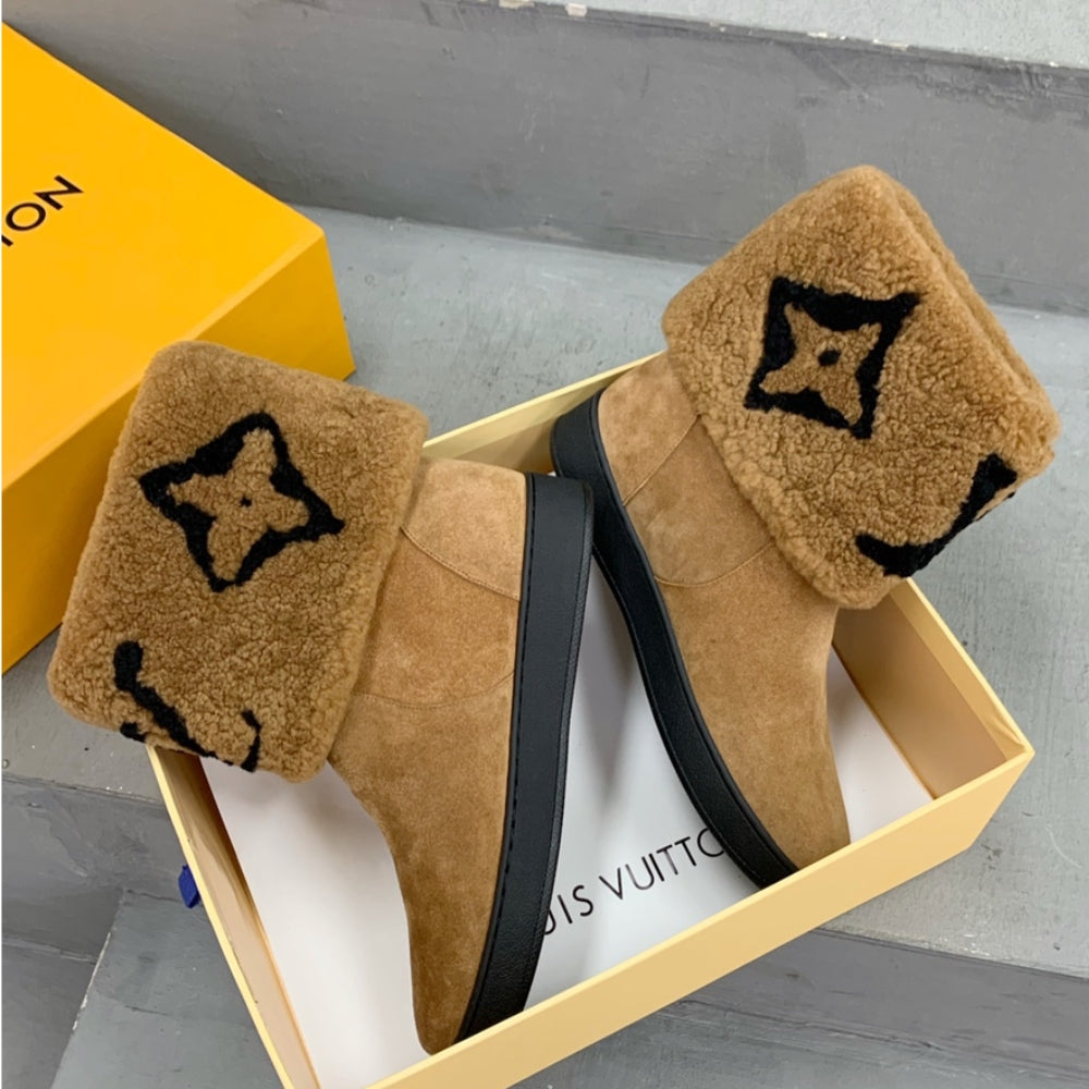 nmb SNOWDROP FLAT ANKLE BOOT BROWN