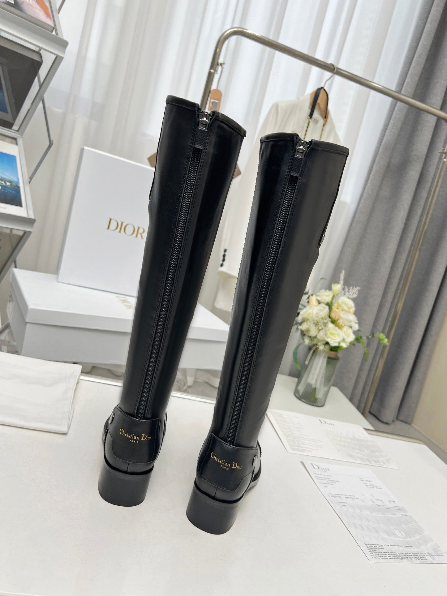 DD D FOLK HEELED HIGH BOOT BLACK