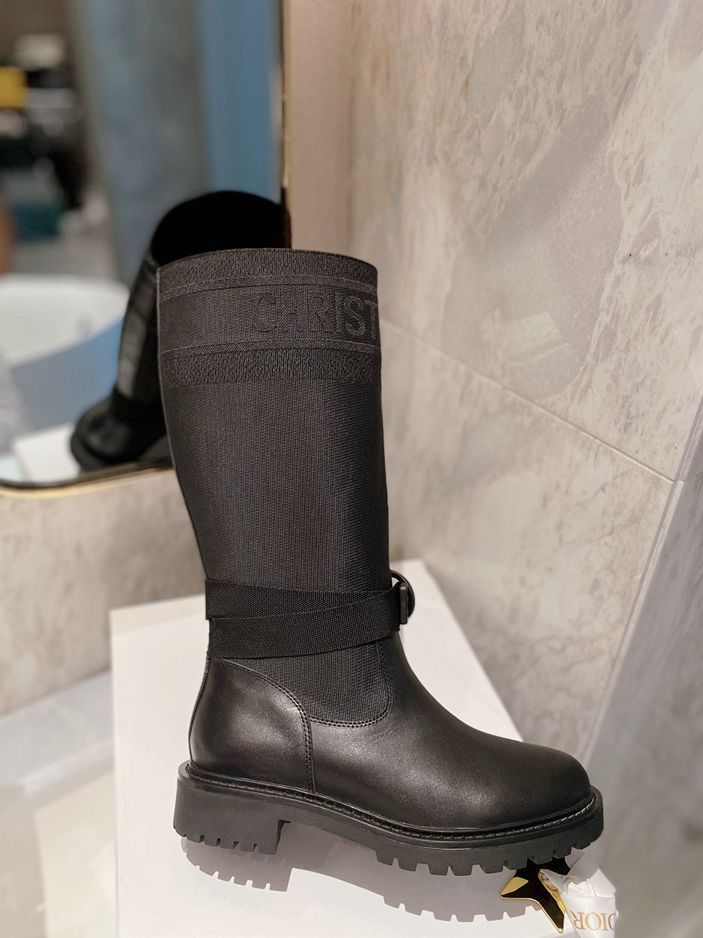 DD D MAJOR BOOT FABRIC AND CALFSKIN IN BLACK AND BLACK
