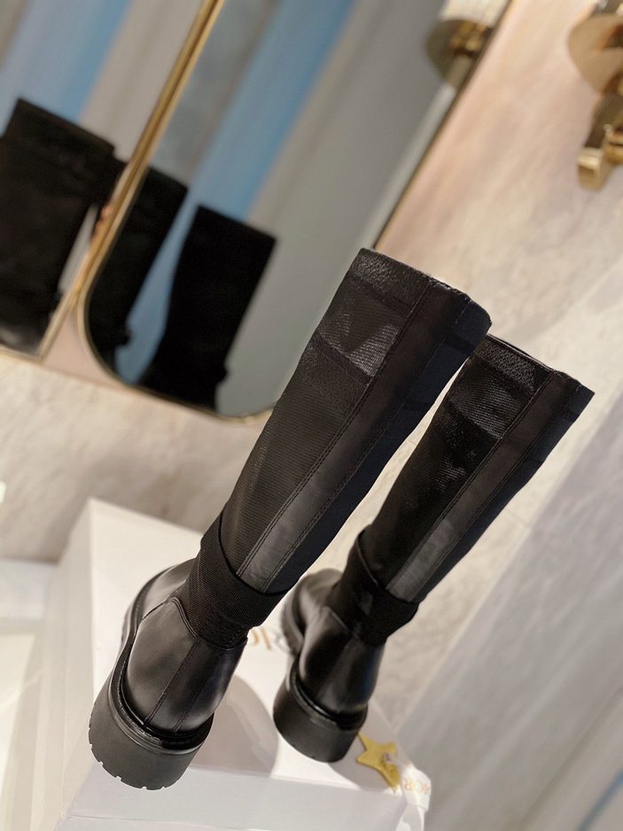 DD D MAJOR BOOT FABRIC AND CALFSKIN IN BLACK AND BLACK