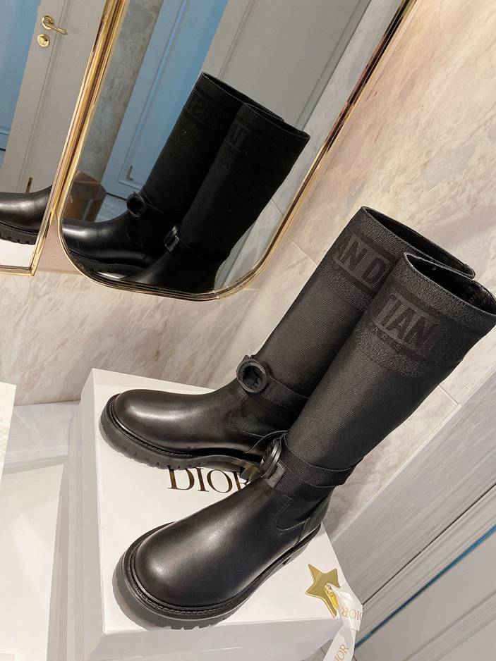 DD D MAJOR BOOT FABRIC AND CALFSKIN IN BLACK AND BLACK
