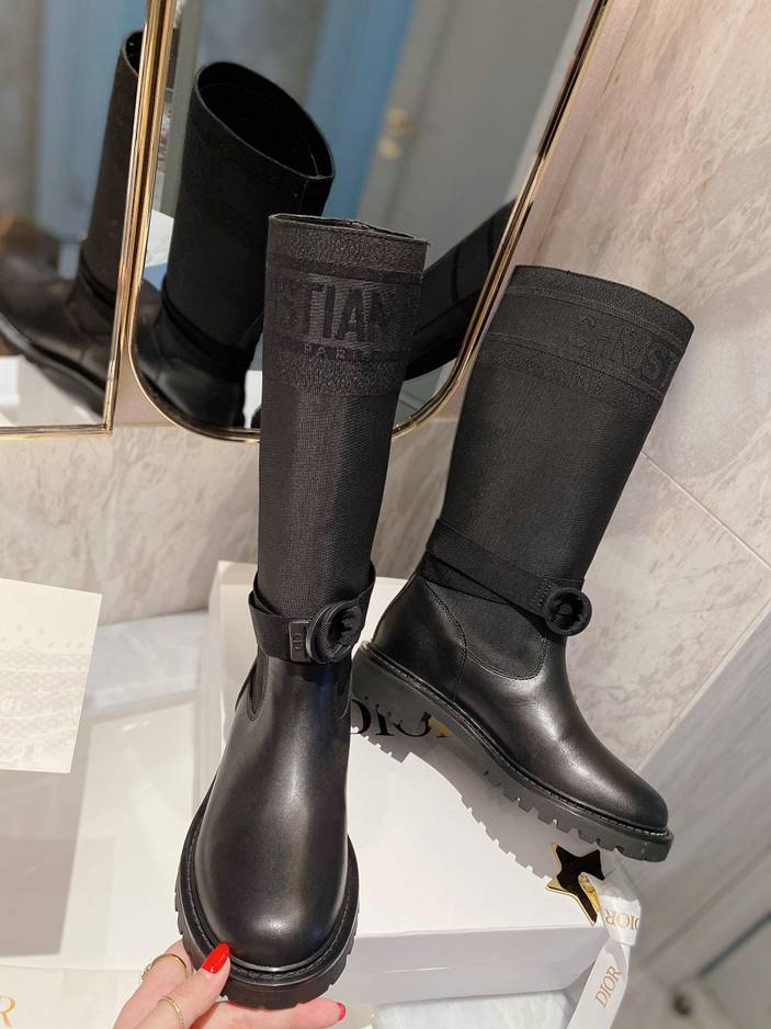 VBS D MAJOR BOOT FABRIC AND CALFSKIN IN BLACK AND BLACK