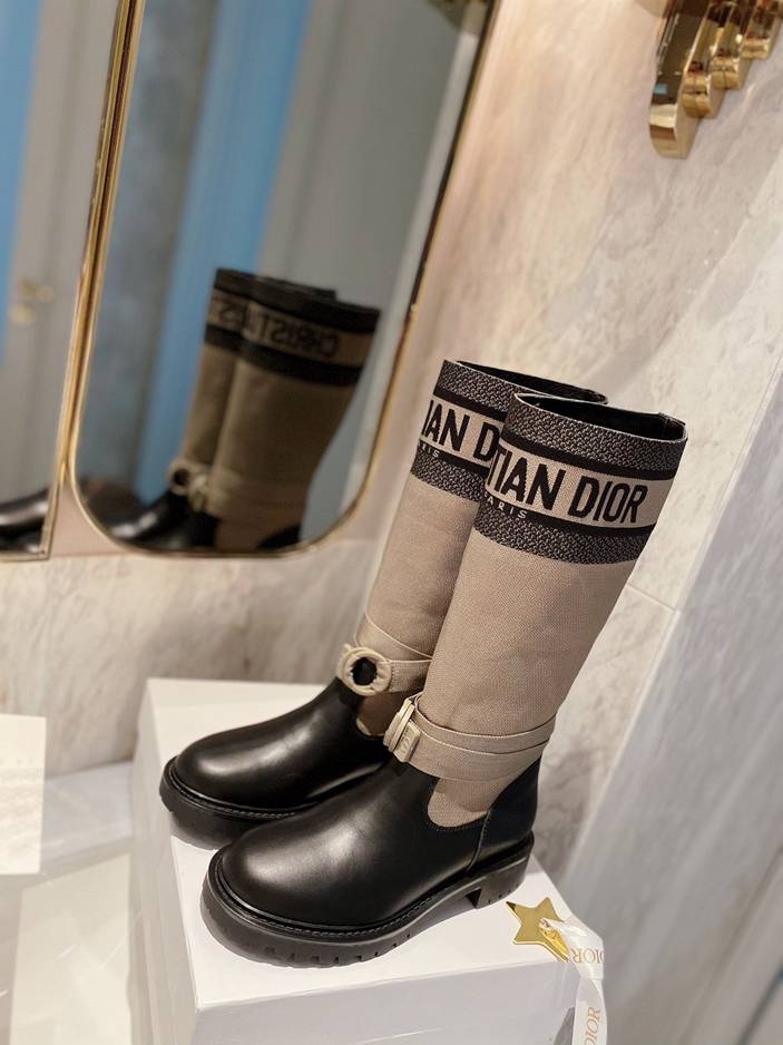 VBS D MAJOR BOOT FABRIC AND CALFSKIN IN TAUPE AND BLACK KCI611SCN S46X