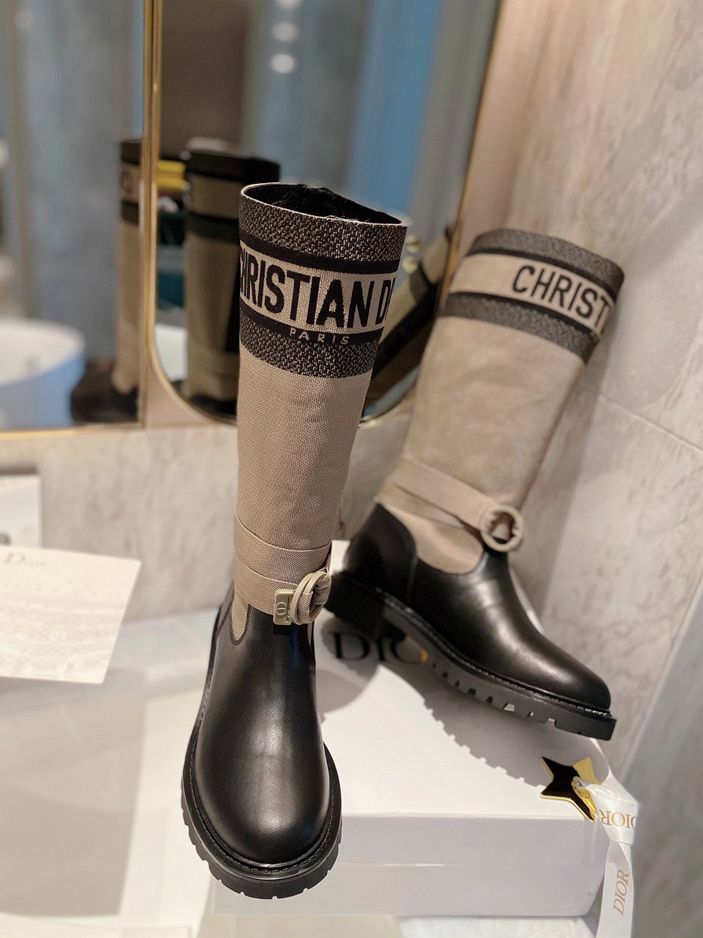 DD D MAJOR BOOT FABRIC AND CALFSKIN IN TAUPE AND BLACK KCI611Snmb S46X