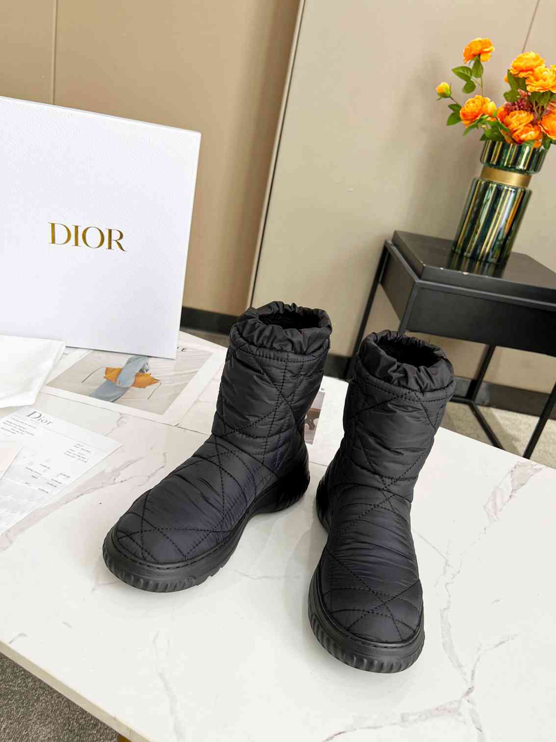 DD FROST ANKLE BOOT BLACK QUILTED NYLON BLACK
