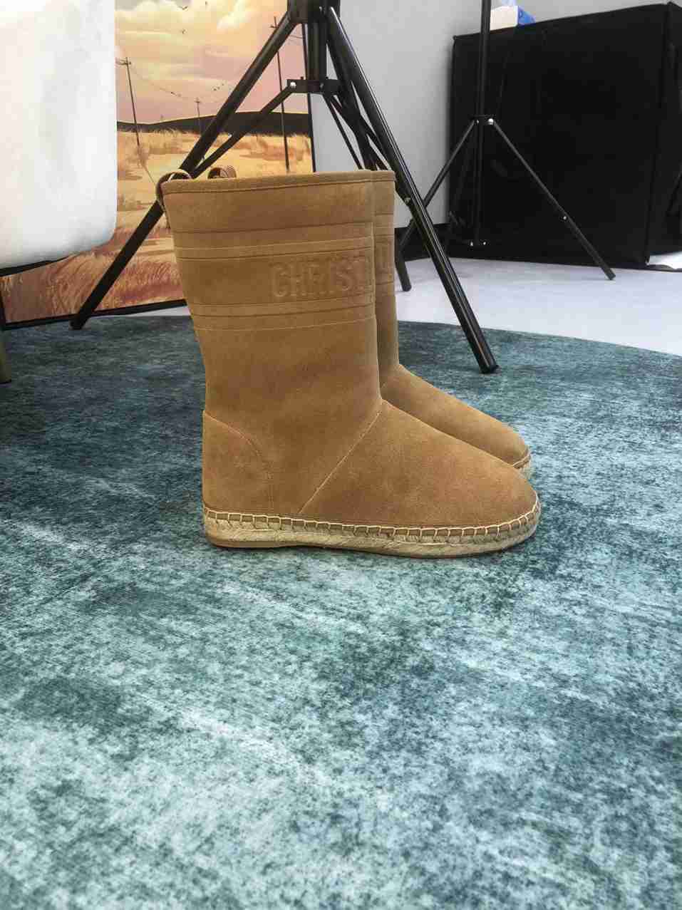 VBS CALFSKIN SUEDE SHEARLING GRANVILLE ESPADRILLE BOOTS NATURAL