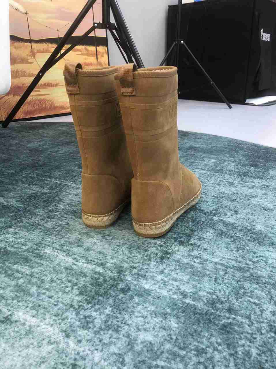 DD CALFSKIN SUEDE SHEARLING GRANVILLE ESPADRILLE BOOTS NATURAL