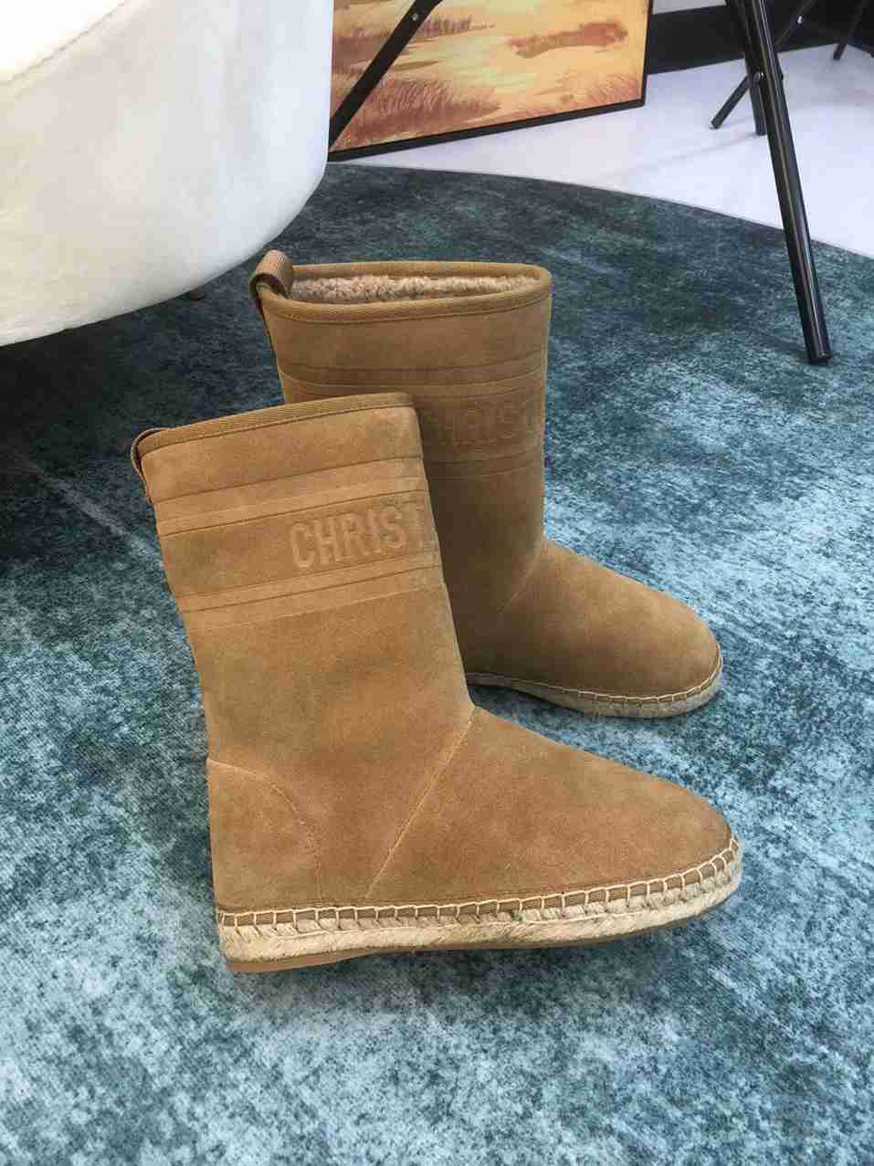 VBS CALFSKIN SUEDE SHEARLING GRANVILLE ESPADRILLE BOOTS NATURAL