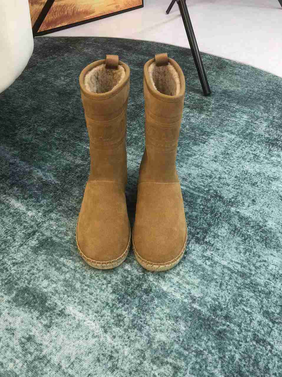 DD CALFSKIN SUEDE SHEARLING GRANVILLE ESPADRILLE BOOTS NATURAL