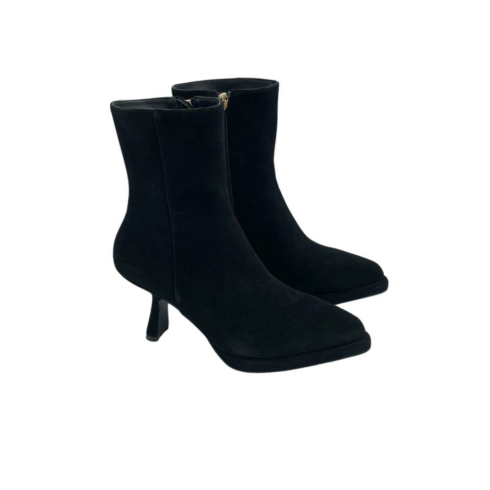 DD SUEDE LEATHER ANKLE BOOTS BLACK