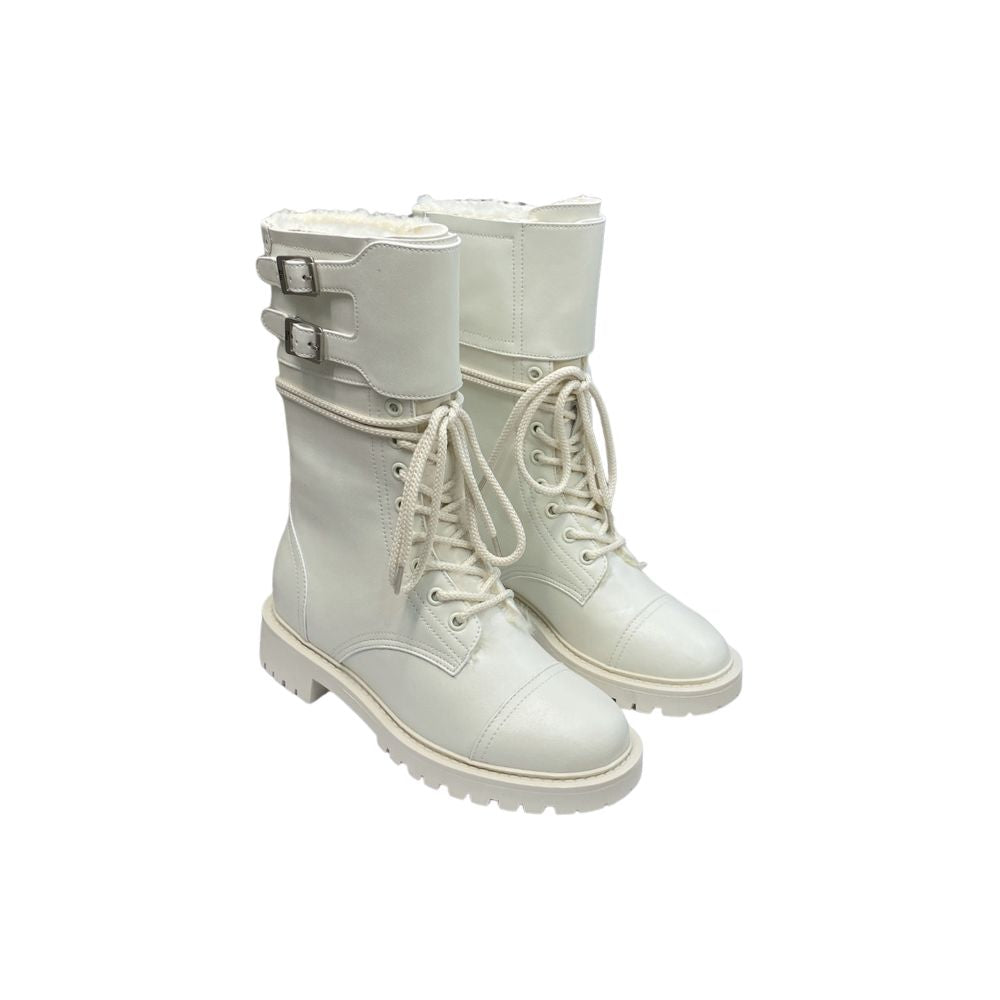 VBS D TRAP ANKLE BOOT CALFSKIN AND SHEARLING WHITE