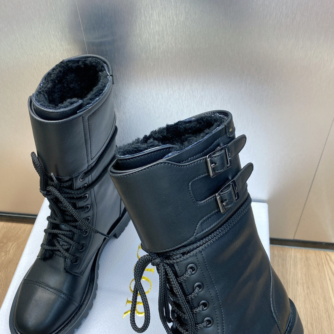 VBS D TRAP ANKLE BOOT CALFSKIN AND SHEARLING BLACK