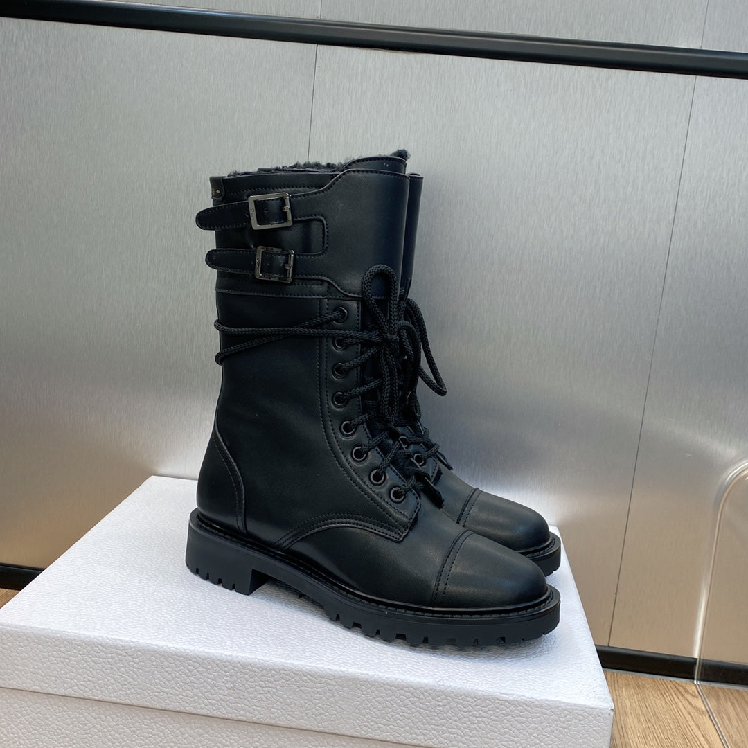 VBS D TRAP ANKLE BOOT CALFSKIN AND SHEARLING BLACK