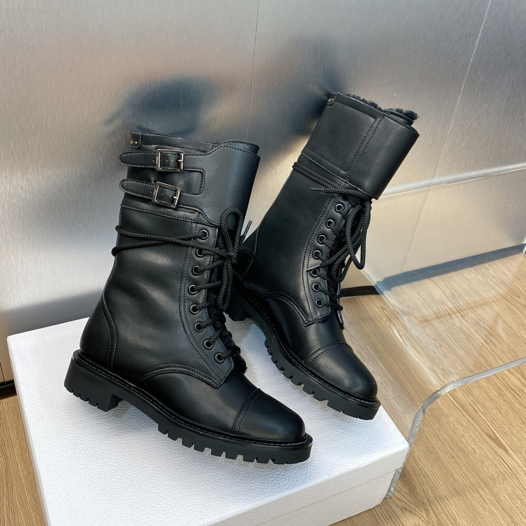 VBS D TRAP ANKLE BOOT CALFSKIN AND SHEARLING BLACK