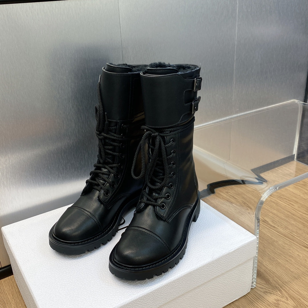 VBS D TRAP ANKLE BOOT CALFSKIN AND SHEARLING BLACK