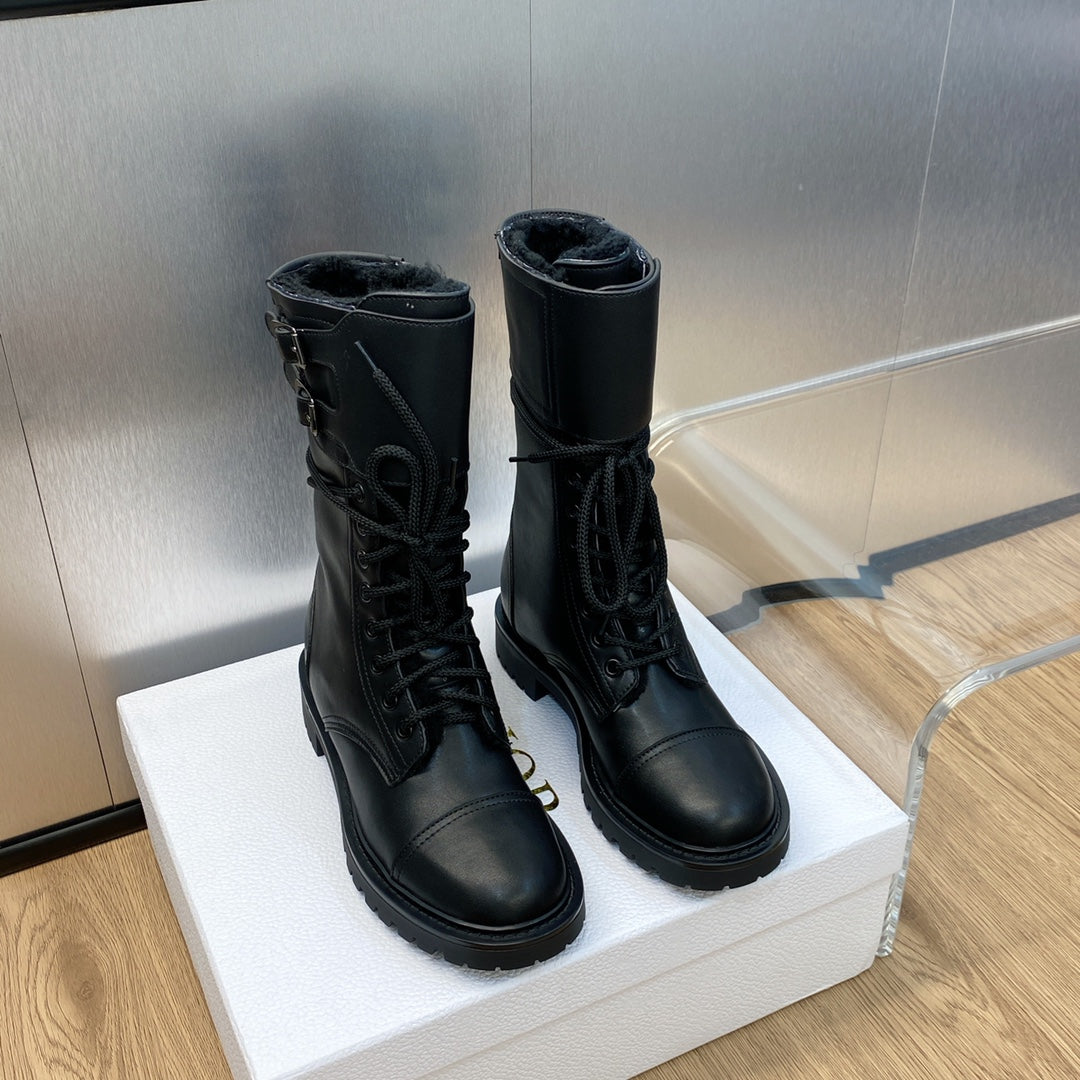 VBS D TRAP ANKLE BOOT CALFSKIN AND SHEARLING BLACK
