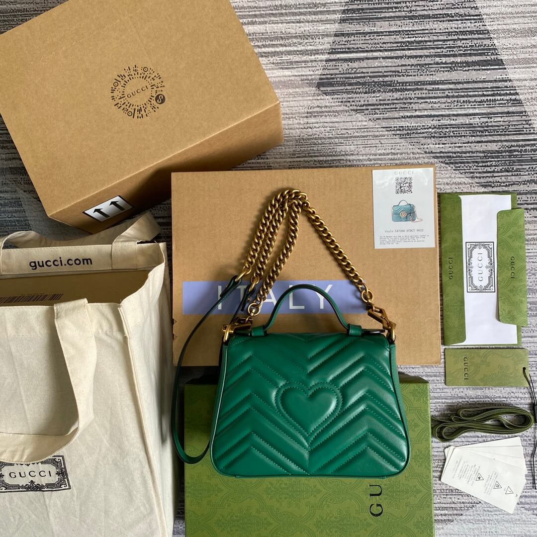 VBS-547260 Marmont shoulder bag cross body bags Handbag Leather green Small size