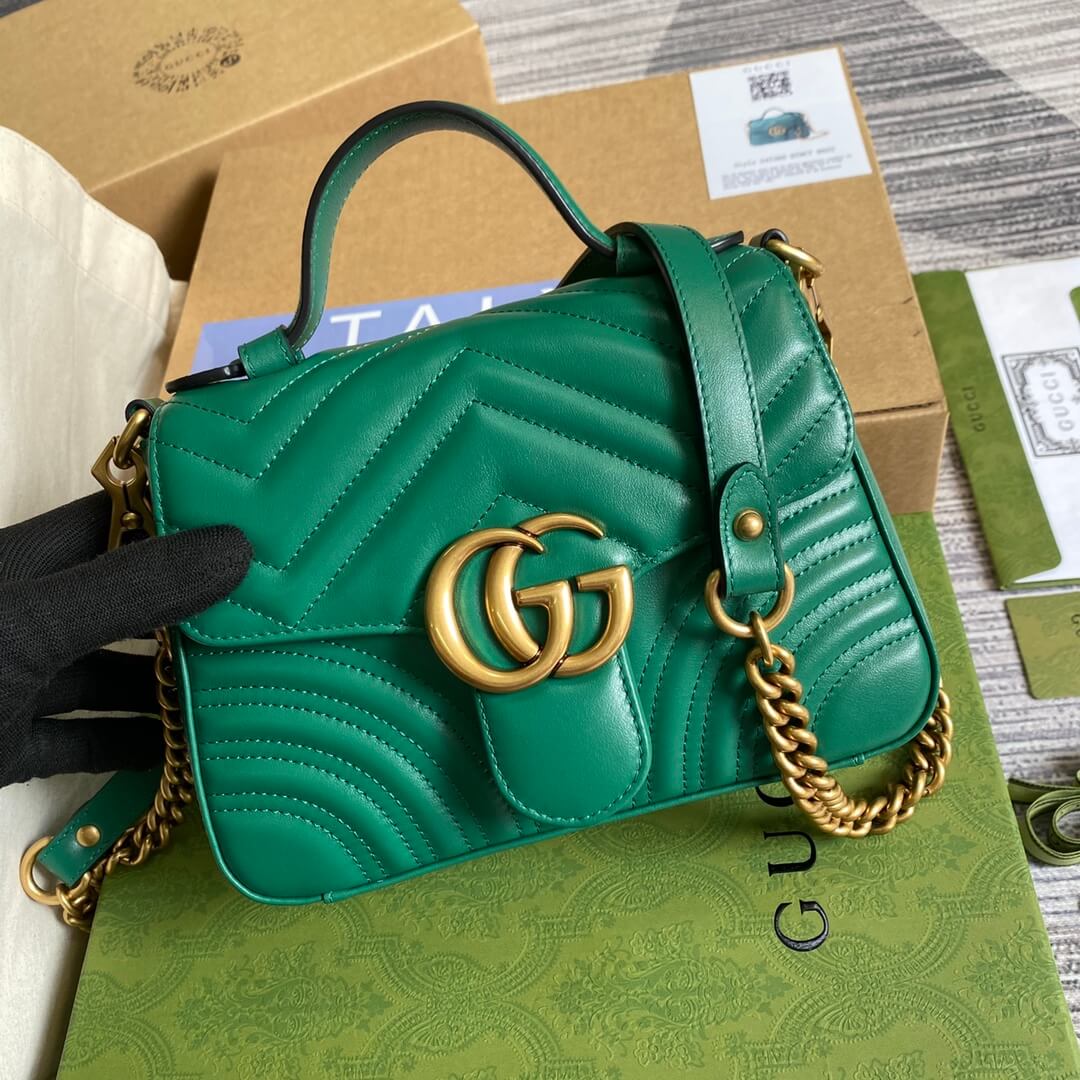 VBS-547260 Marmont shoulder bag cross body bags Handbag Leather green Small size