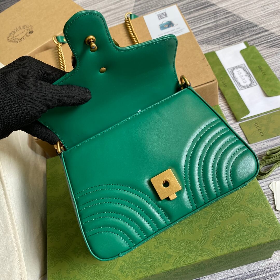 VBS-547260 Marmont shoulder bag cross body bags Handbag Leather green Small size