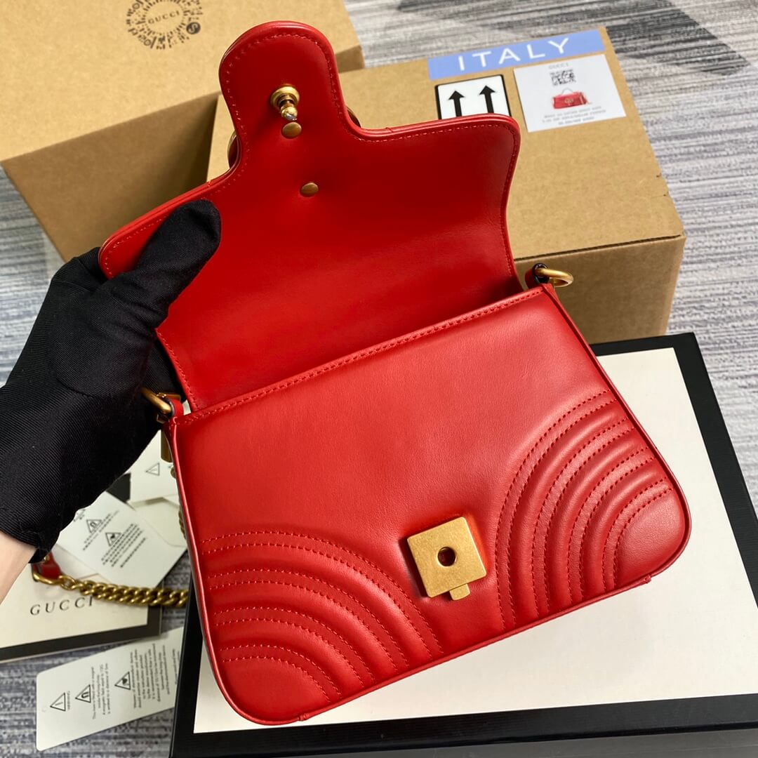 VBS-547260 Marmont shoulder bag cross body bags Handbag Leather red Small size
