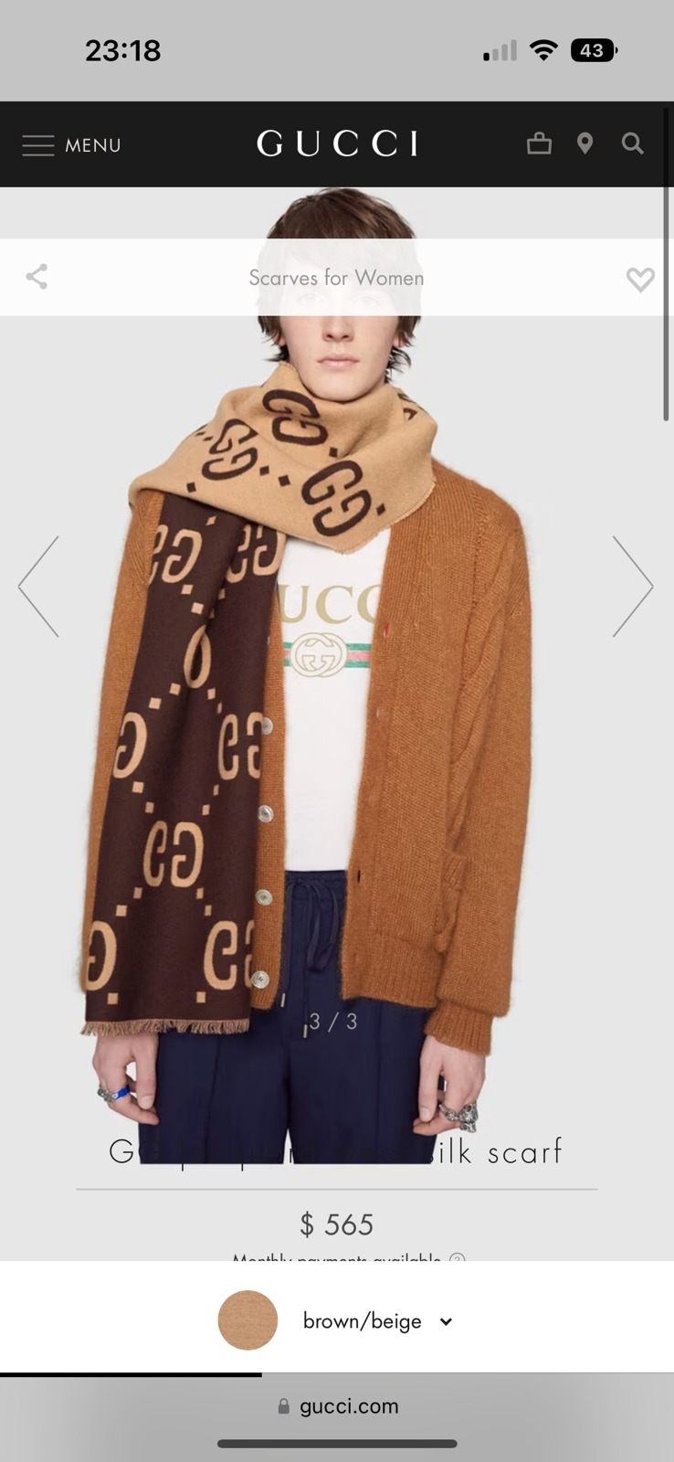 VBS230216 VBS scarf brown