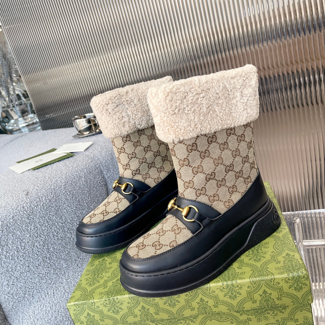 Vbs 1955 HORSEBIT SNOW BOOTS Vbs CANVAS IN BLACK