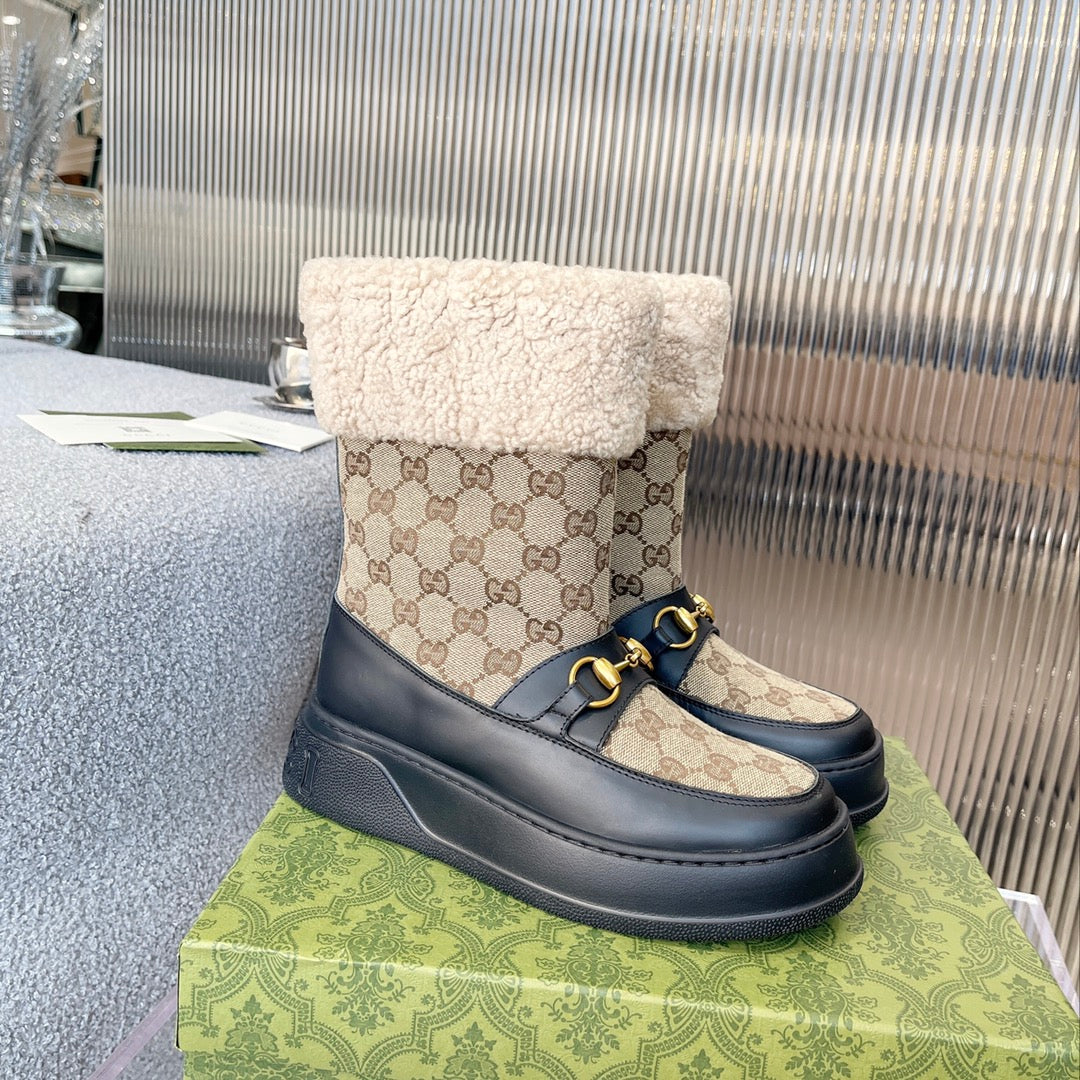Vbs 1955 HORSEBIT SNOW BOOTS Vbs CANVAS IN BLACK