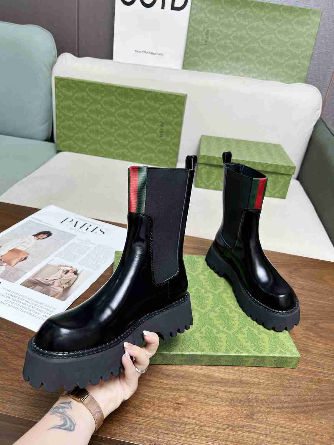 VBS WOMEN'S BOOT WITH WEB ANAND LEATHER BLACK ?806398 AAD6T 1052